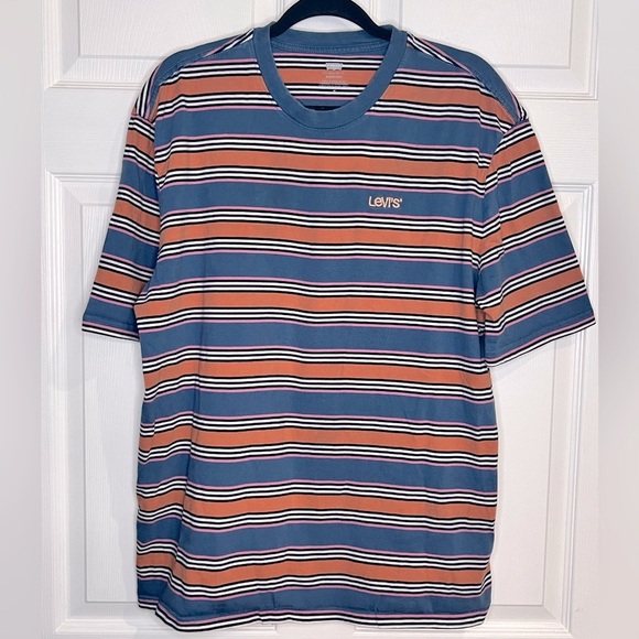 Levi's Men's Oversized-Fit Striped Short Sleeve T-Shirt - Size Medium - Picture 1 of 5